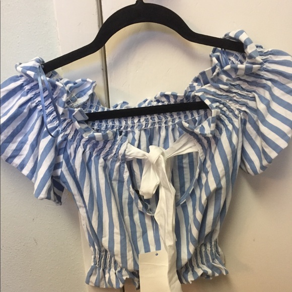 striped off the shoulder top - Picture 2 of 3